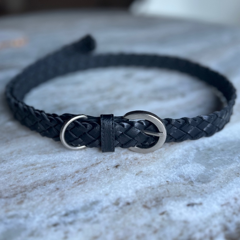 Vintage Braid Black Leather Belt